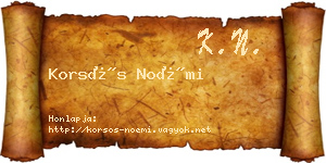 Korsós Noémi névjegykártya